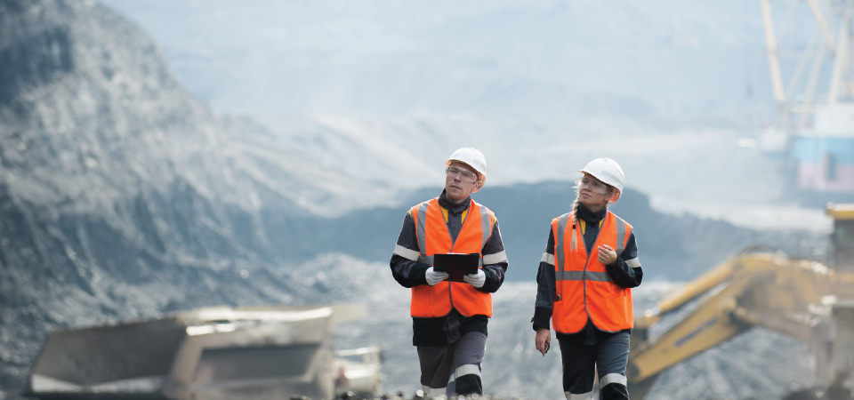 Workers at a mining site