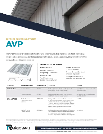 ROB AVP Data Sheets